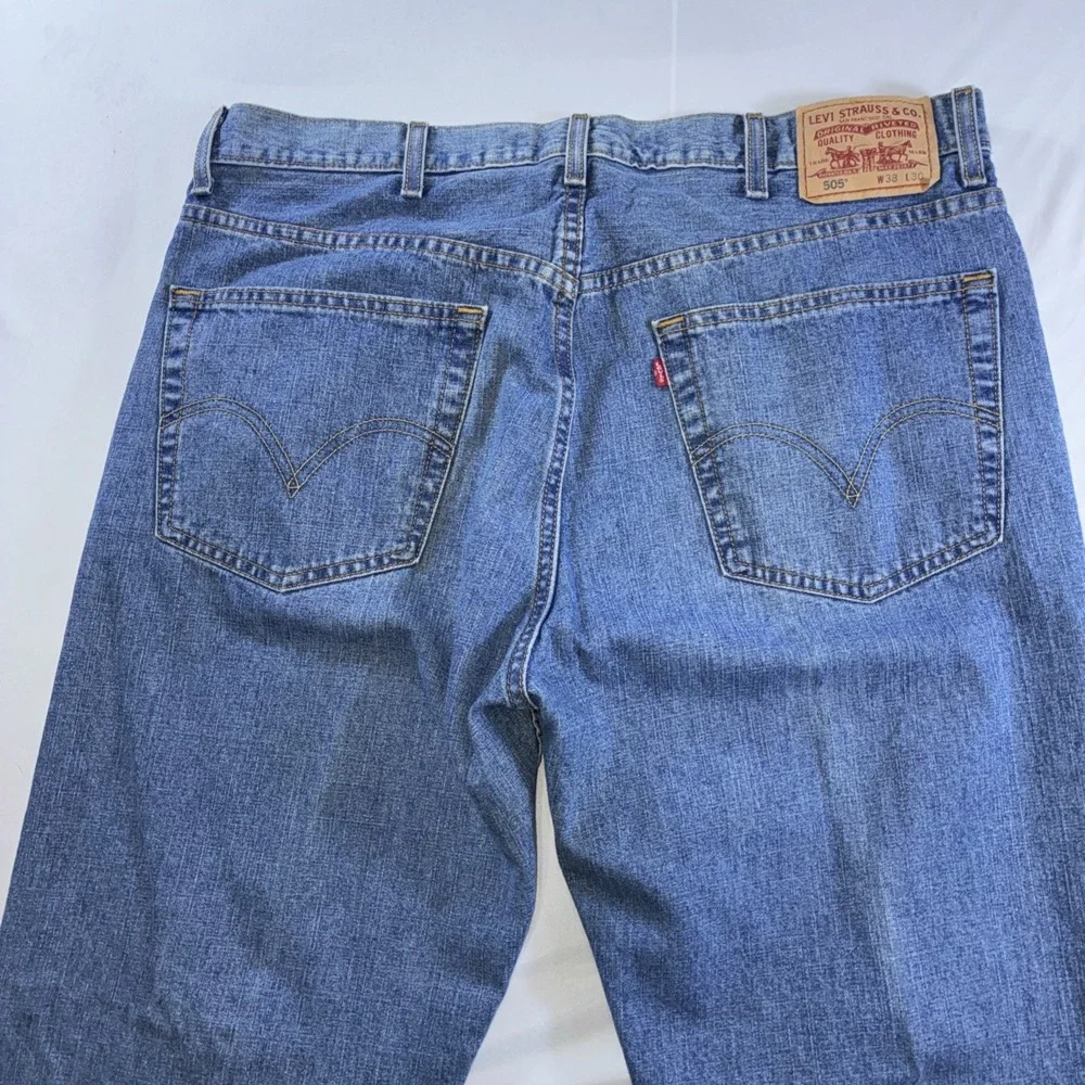 Levi's Regular Fit 505 Y2K Black Batwing VTG Jeans Men's 38x30 Blue